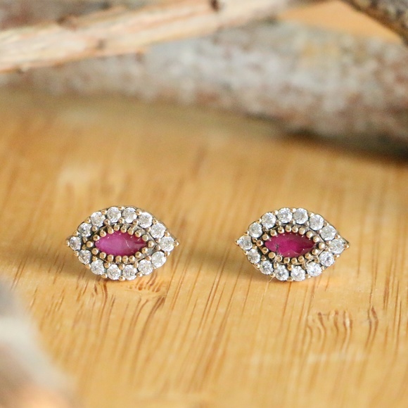 Sterling Silver jade & Cubic Zirconia Earrings - Picture 2 of 8